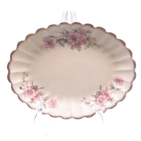 Limoges Other - LIMOGES Antique Warranted 22K Gold 3K G-F. W. Wild Rose Porcelain Serving Plate